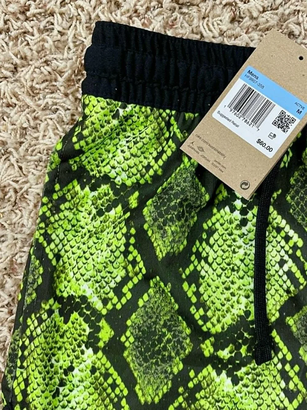 Jordan Sport Men's Dri-FIT Mesh Diamond Shorts Electric Green HF9907-358, Size M